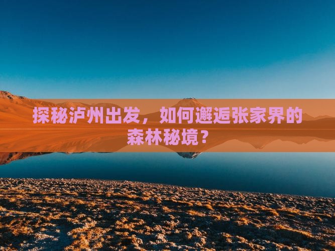 探秘泸州出发，如何邂逅张家界的森林秘境？