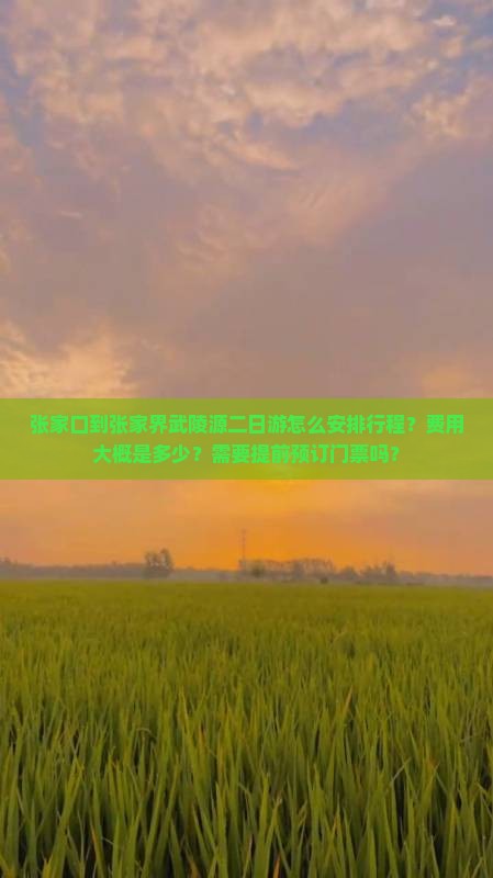 张家口到张家界武陵源二日游怎么安排行程？费用大概是多少？需要提前预订门票吗？