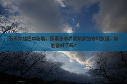 五天穿越巴中秘境，探索张家界武陵源的奇幻旅程，你准备好了吗？