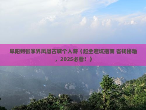 阜阳到张家界凤凰古城个人游