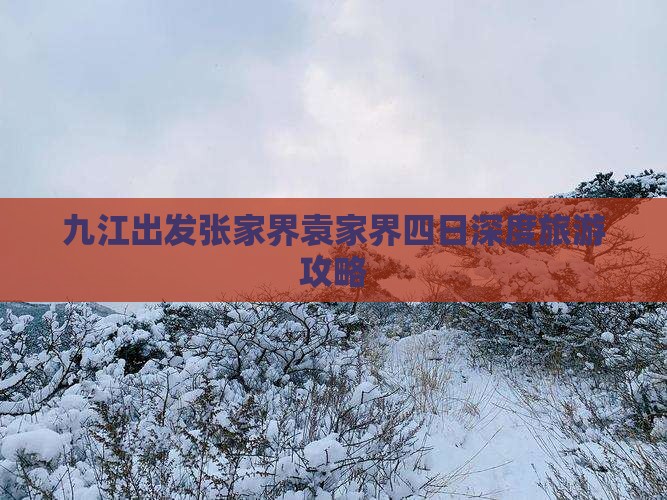 九江出发张家界袁家界四日深度旅游攻略