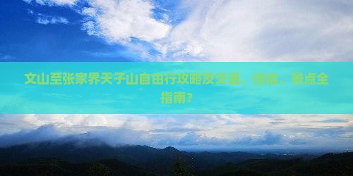 文山至张家界天子山自由行攻略及交通、住宿、景点全指南？