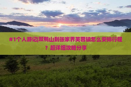 #1个人游记|双鸭山到张家界芙蓉镇怎么安排行程？超详细攻略分享