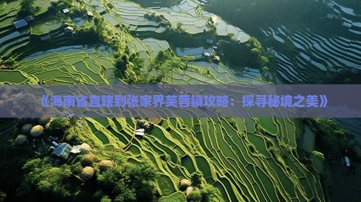 《海南省直辖到张家界芙蓉镇攻略：探寻秘境之美》