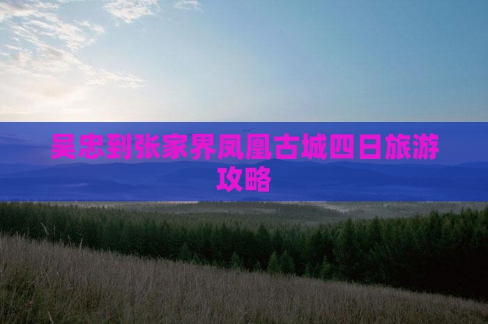 吴忠到张家界凤凰古城四日游