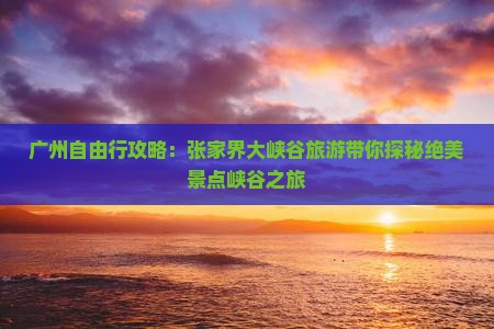 广州自由行攻略：张家界大峡谷旅游带你探秘绝美景点峡谷之旅