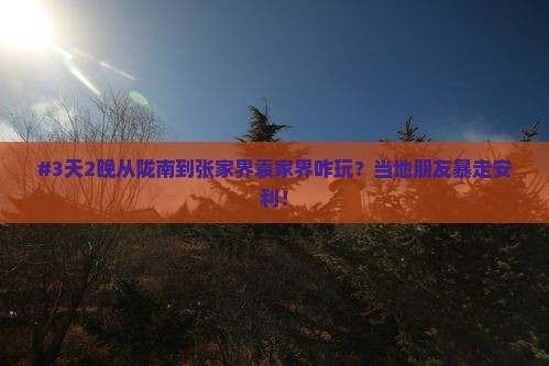 #3天2晚从陇南到张家界袁家界咋玩？当地朋友暴走安利！