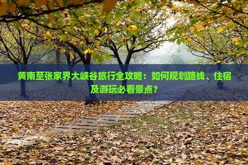 黄南到张家界大峡谷攻略