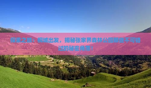桐城到张家界森林公园必去地