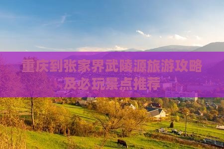 重庆到张家界武陵源攻略