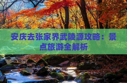 安庆去张家界武陵源自由行