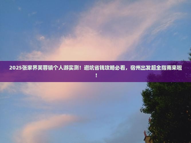 宿州去张家界芙蓉镇个人游